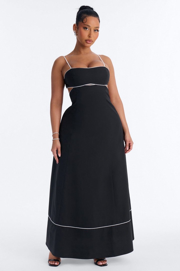 Casual Crush Poplin Maxi Dress - Black/White