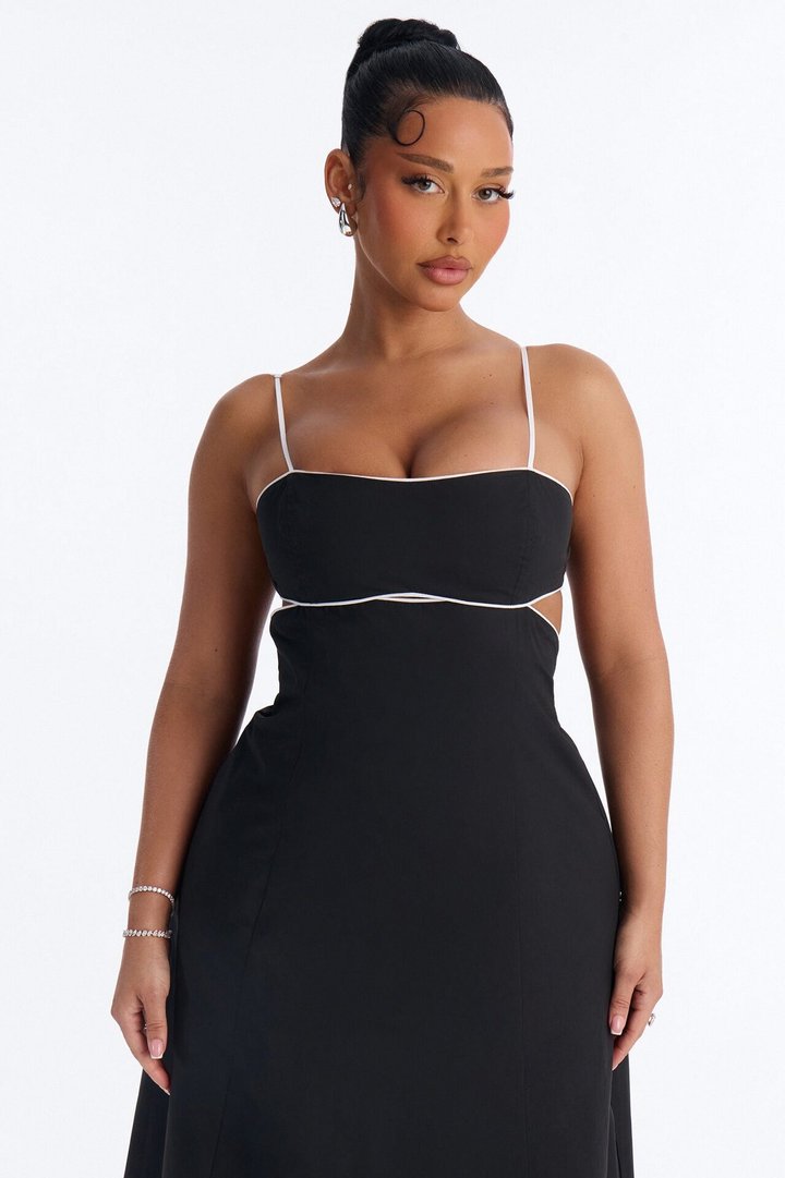 Casual Crush Poplin Maxi Dress - Black/White