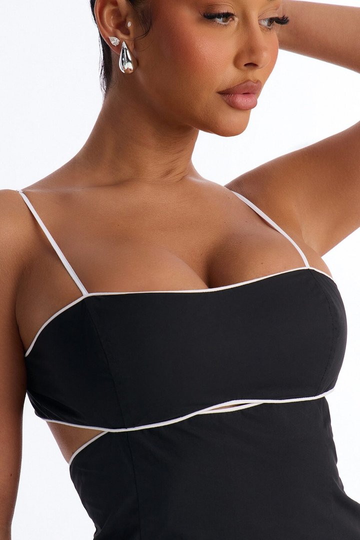 Casual Crush Poplin Maxi Dress - Black/White