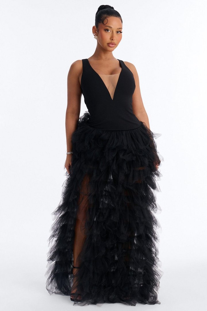 Madame Slays Ruffle Gown - Black
