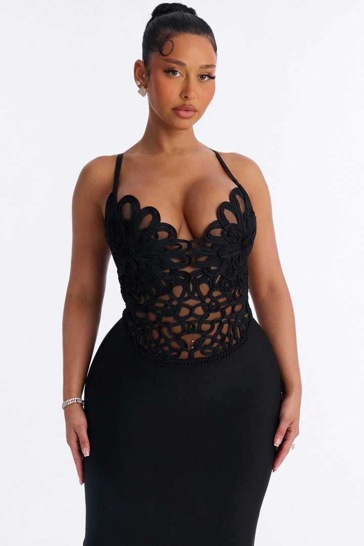 Monique Bandage Mermaid Midi Dress - Black