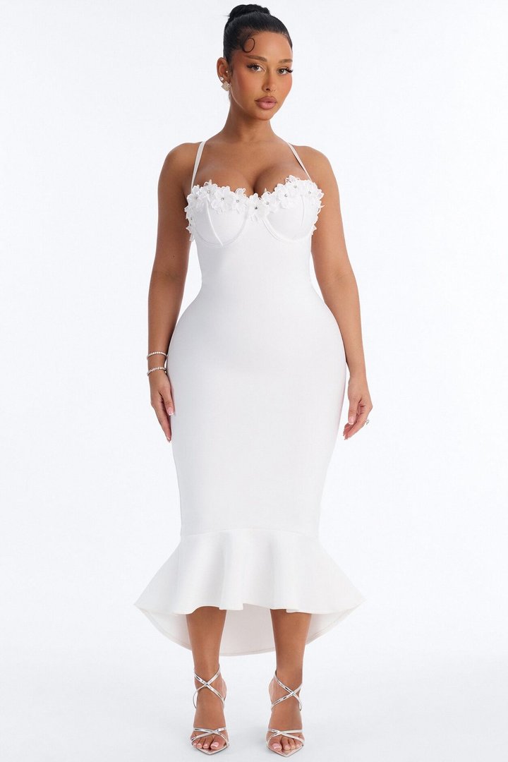Verona Bandage Midi Dress - White