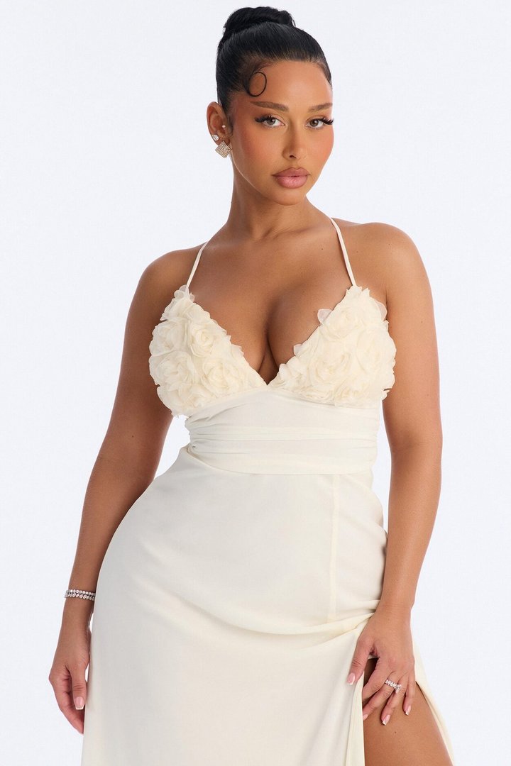 Pretty In Petals Chiffon Gown - Ivory