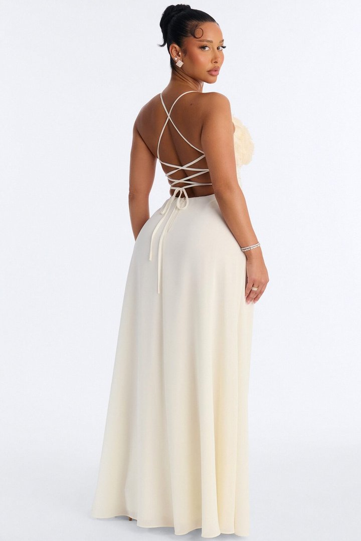 Pretty In Petals Chiffon Gown - Ivory