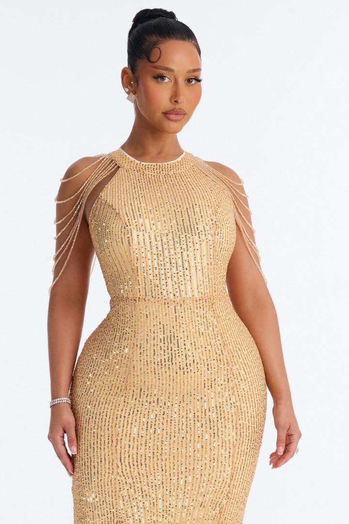 Diana Embellished Sequin Gown - Gold