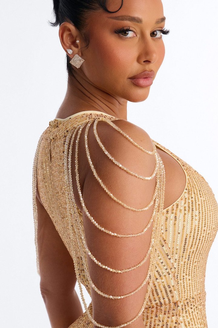 Diana Embellished Sequin Gown - Gold