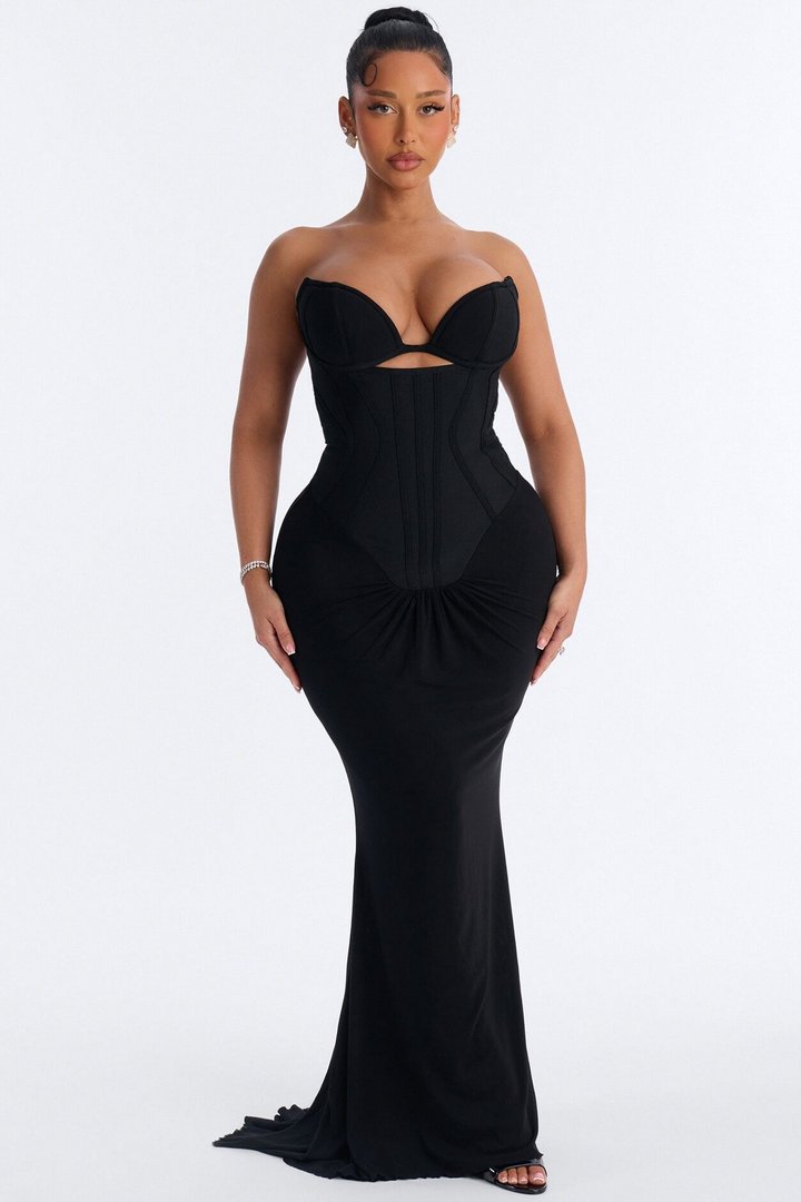 All Caught Up Bandage Gown - Black