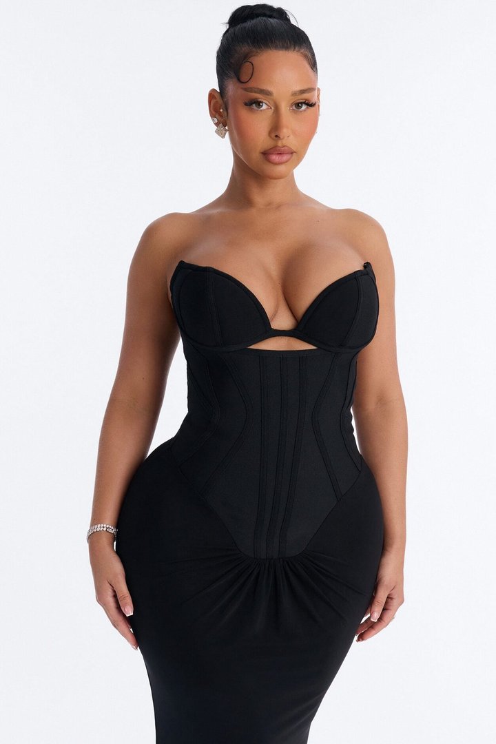 All Caught Up Bandage Gown - Black