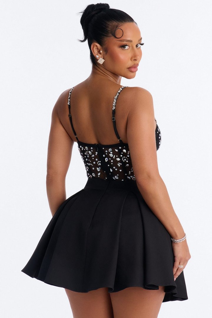 All About Me Embellished Mini Dress - Black