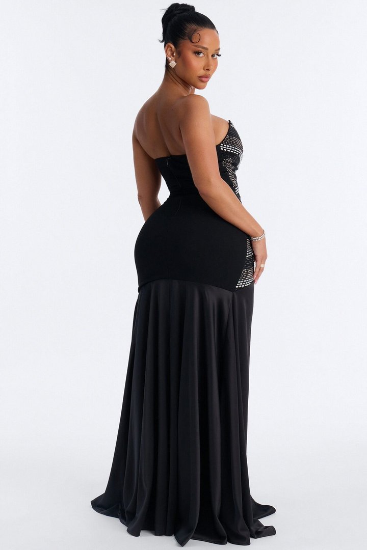Daniella Embellished Drop Waist Gown - Black