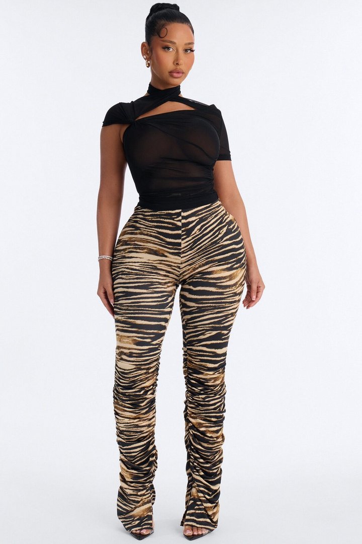 Labeled Luxe Stacked Skinny Pant - Tan/Multi