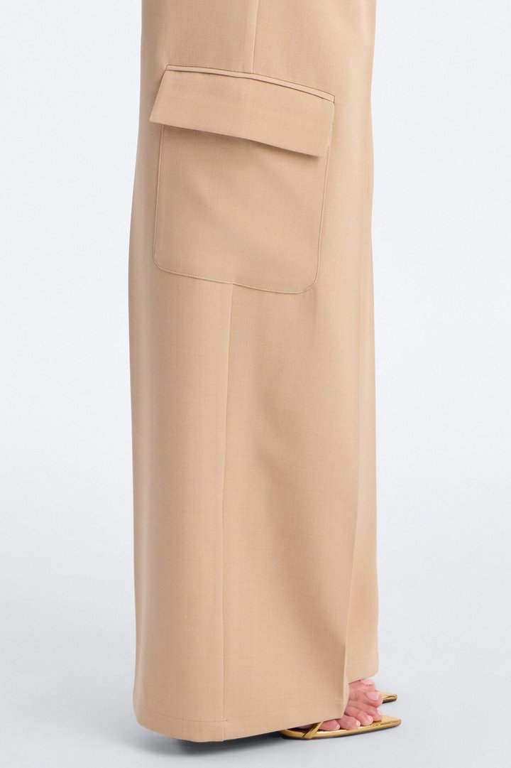 Cairo Wide Leg Cargo Trouser Pant 32″ - Khaki