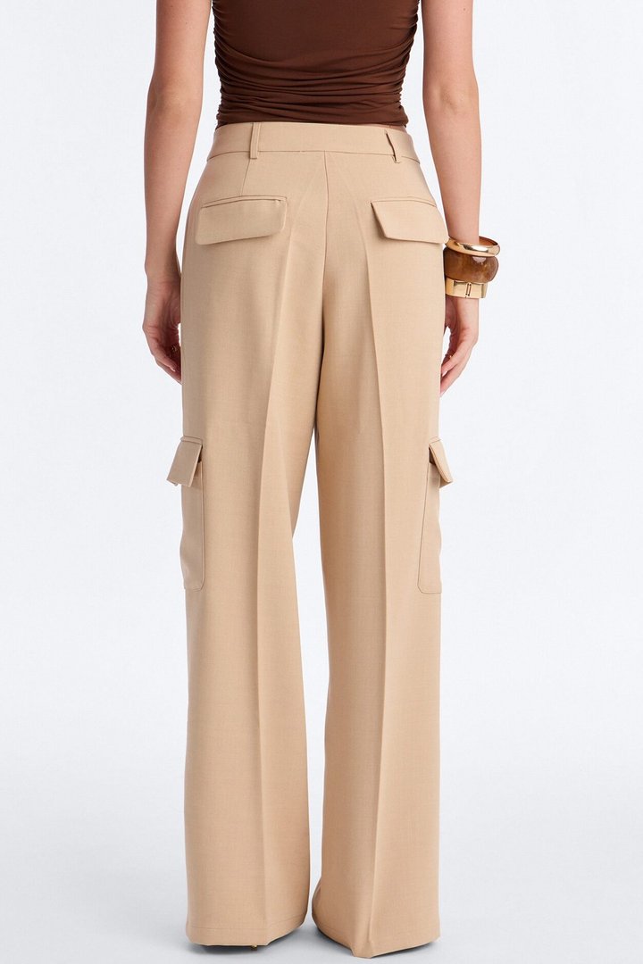 Cairo Wide Leg Cargo Trouser Pant 32″ - Khaki