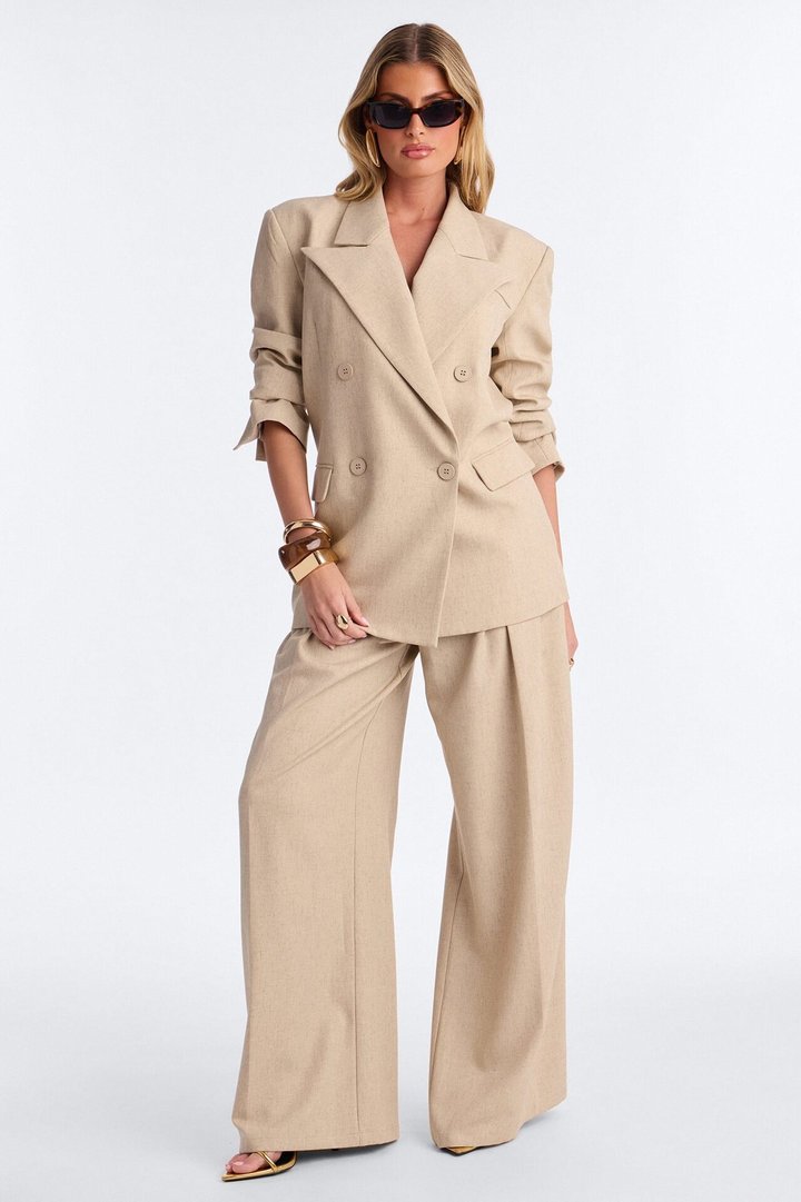 Miranda Oversized Double Breasted Blazer - Natural