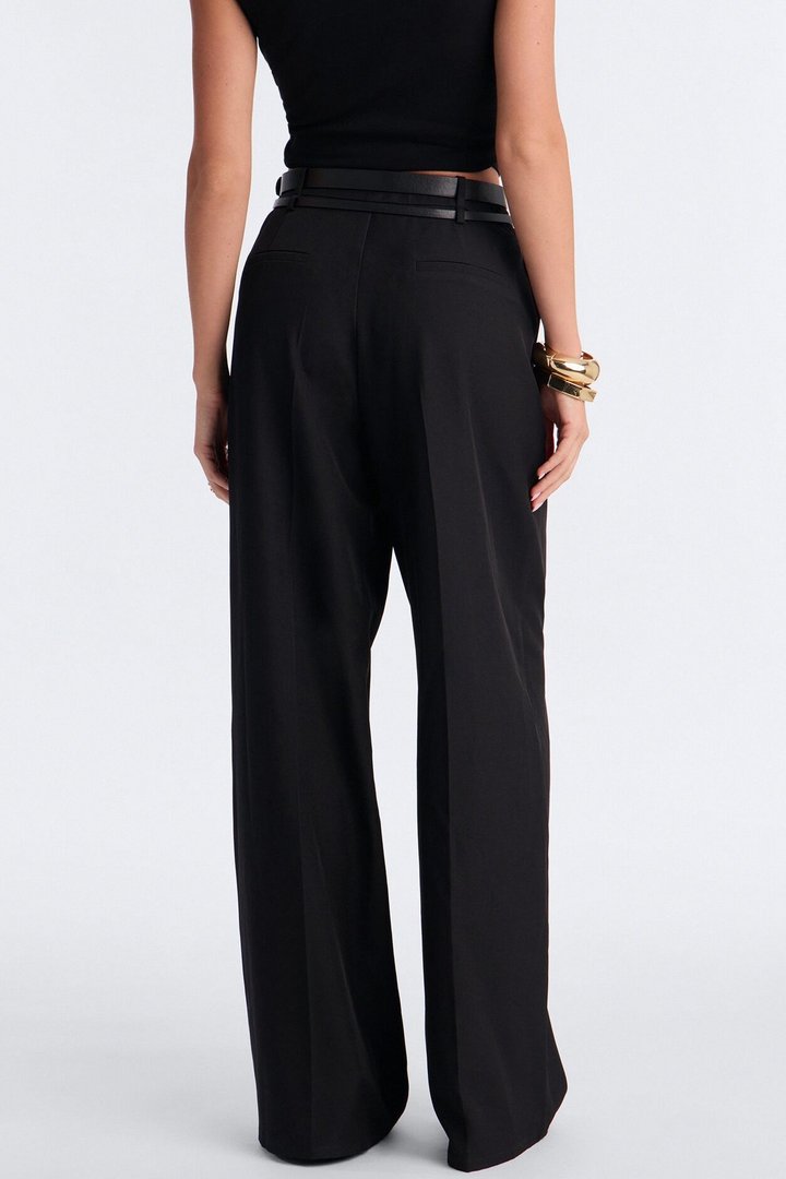Geraldine Belted Wide Leg Trousers 33″ - Black