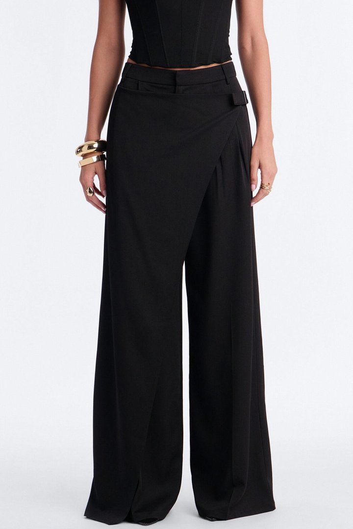 Tailored Touch Wrap Front Trouser 33″ - Black