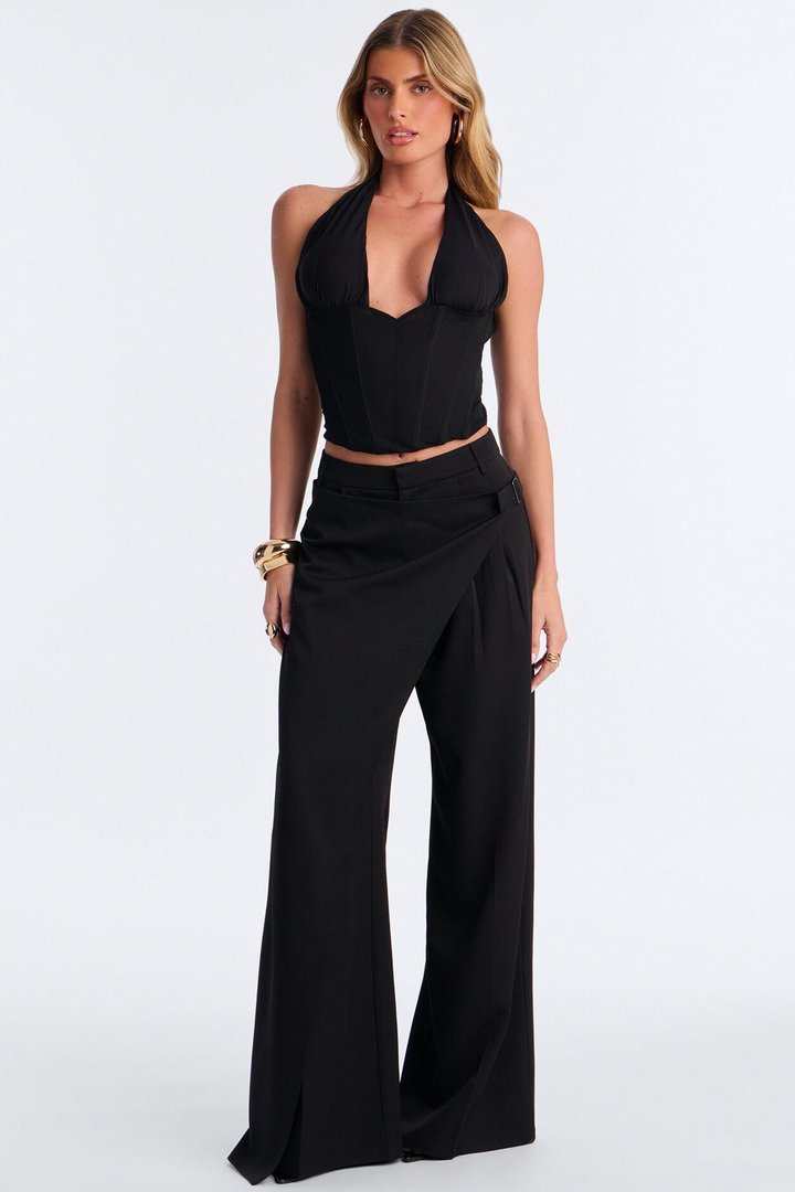 Tailored Touch Wrap Front Trouser 33″ - Black