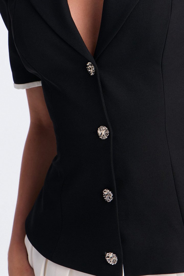 Claire Contrast Trim Mini Dress - Black/White