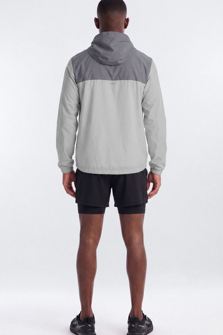 Reflective Lightweight Nylon Running Jacket - Grey/Silver