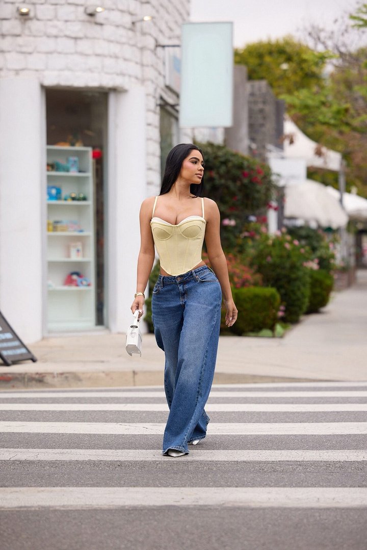 Heat Check Pinstripe Corset - Butter Yellow
