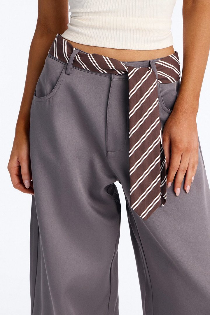 All Tied Up Barrel Leg Trouser - Charcoal