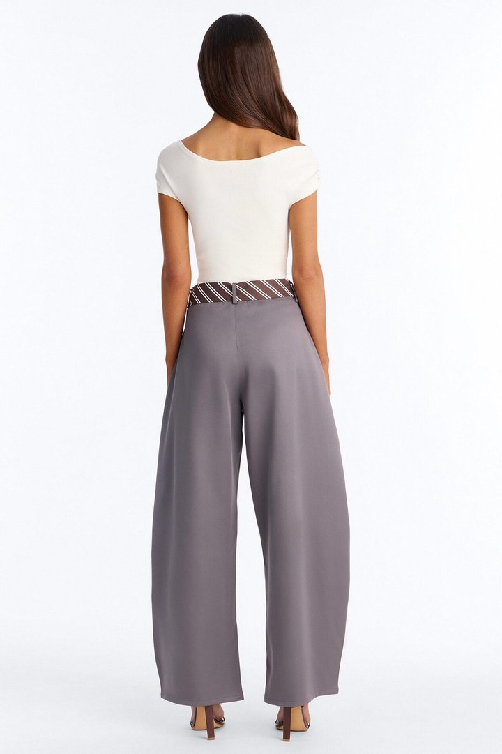 All Tied Up Barrel Leg Trouser - Charcoal