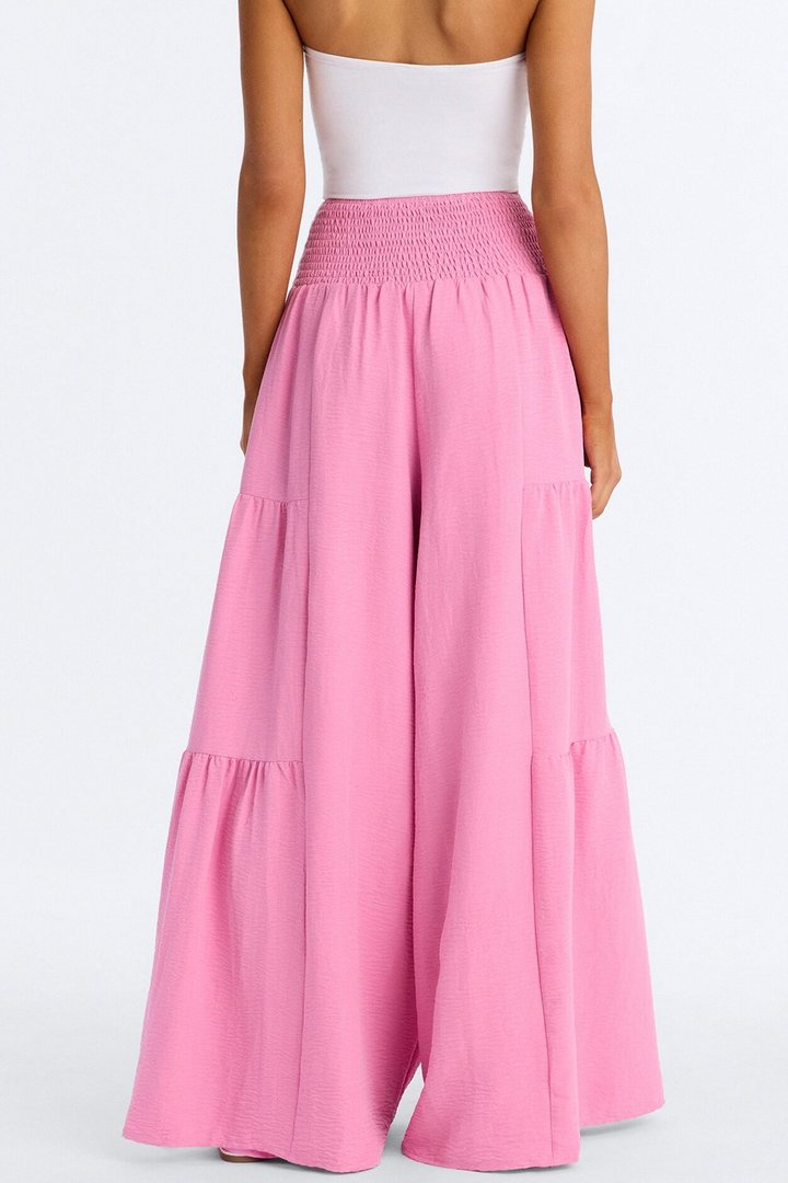 Tatiana Tiered Wide Leg Tie Waist Pant - Pink