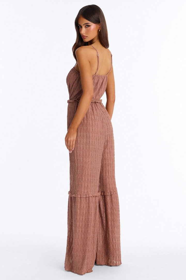 Clara Tiered Wide Leg Jumpsuit - Mocha