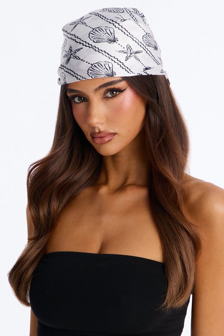 Tropical Novelty Satin Head Scarf - Black