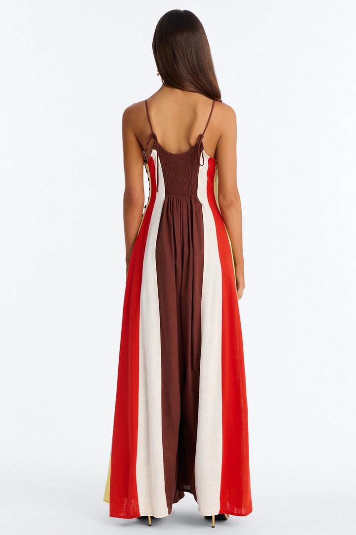 Brunch Time Contrast Trim Jumpsuit - Brown