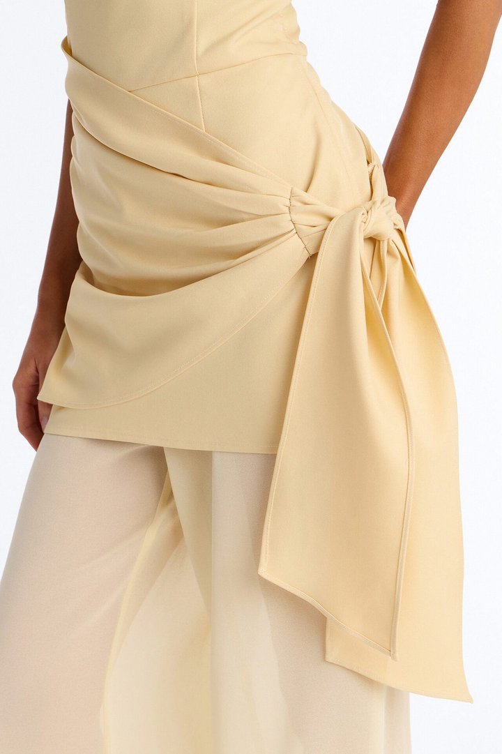 Willow Sheer Draped Jumpsuit - Yellow