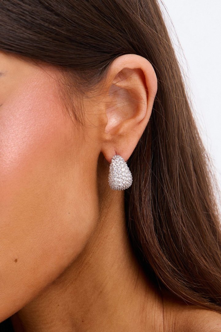 Cubic Zirconia Unforgettable Stud Earrings - Silver