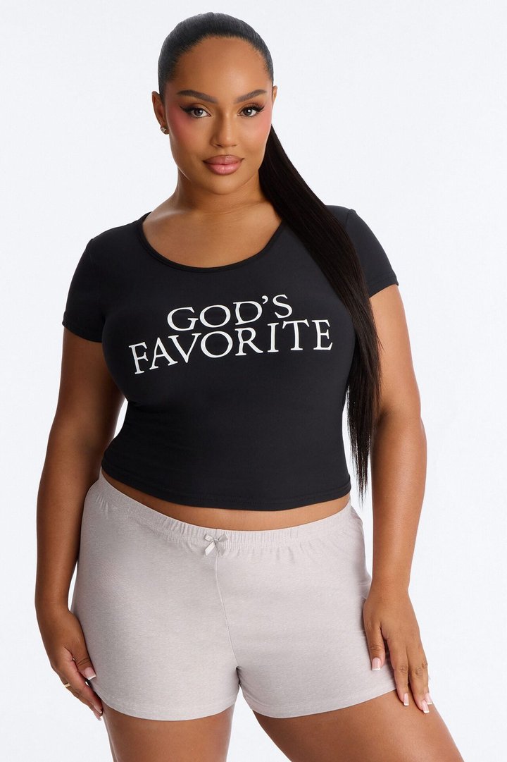 God's Favorite PJ Short Set - Black/Grey