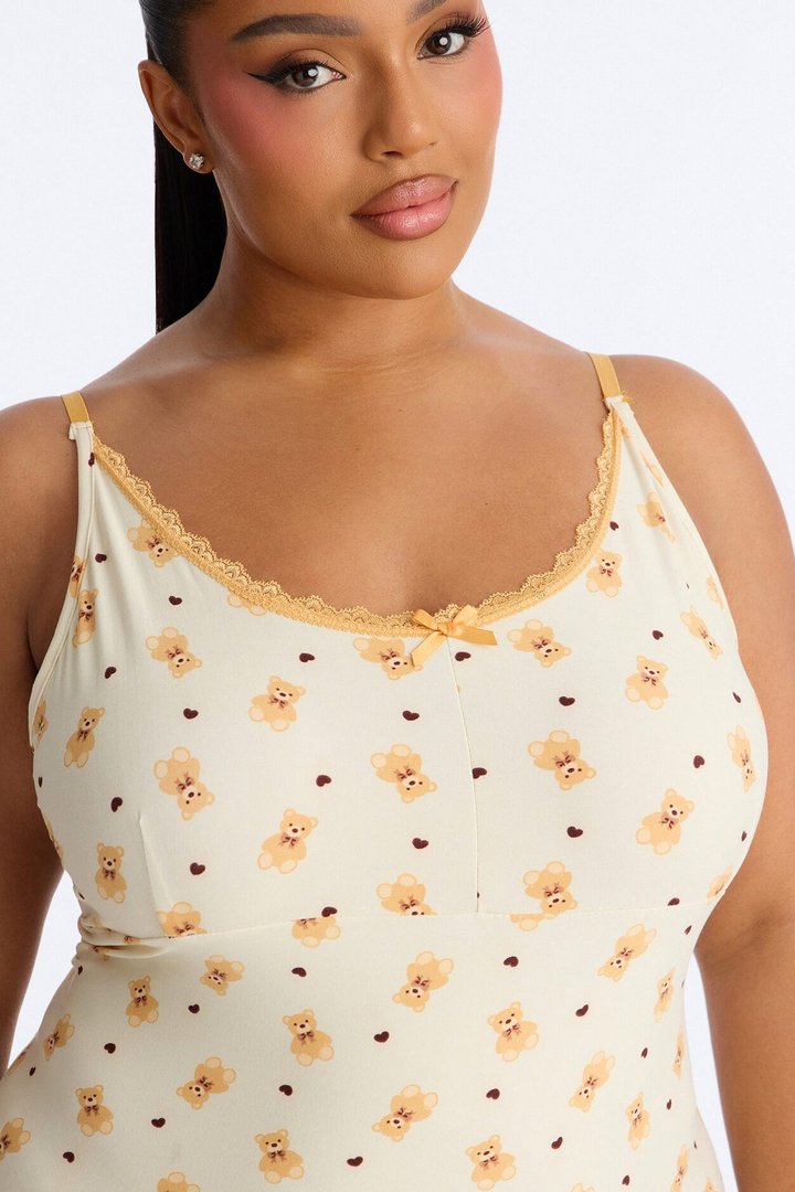 Beary Cuddly PJ Nightgown - Cream
