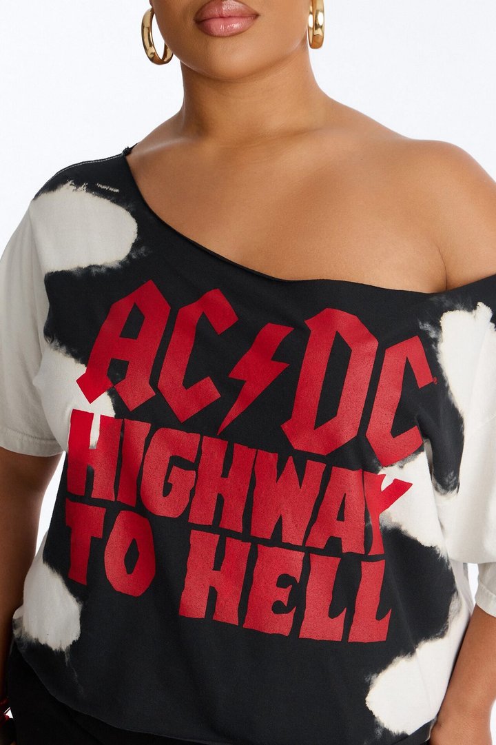 ACDC Bleached Off Shoulder Top - Black/combo