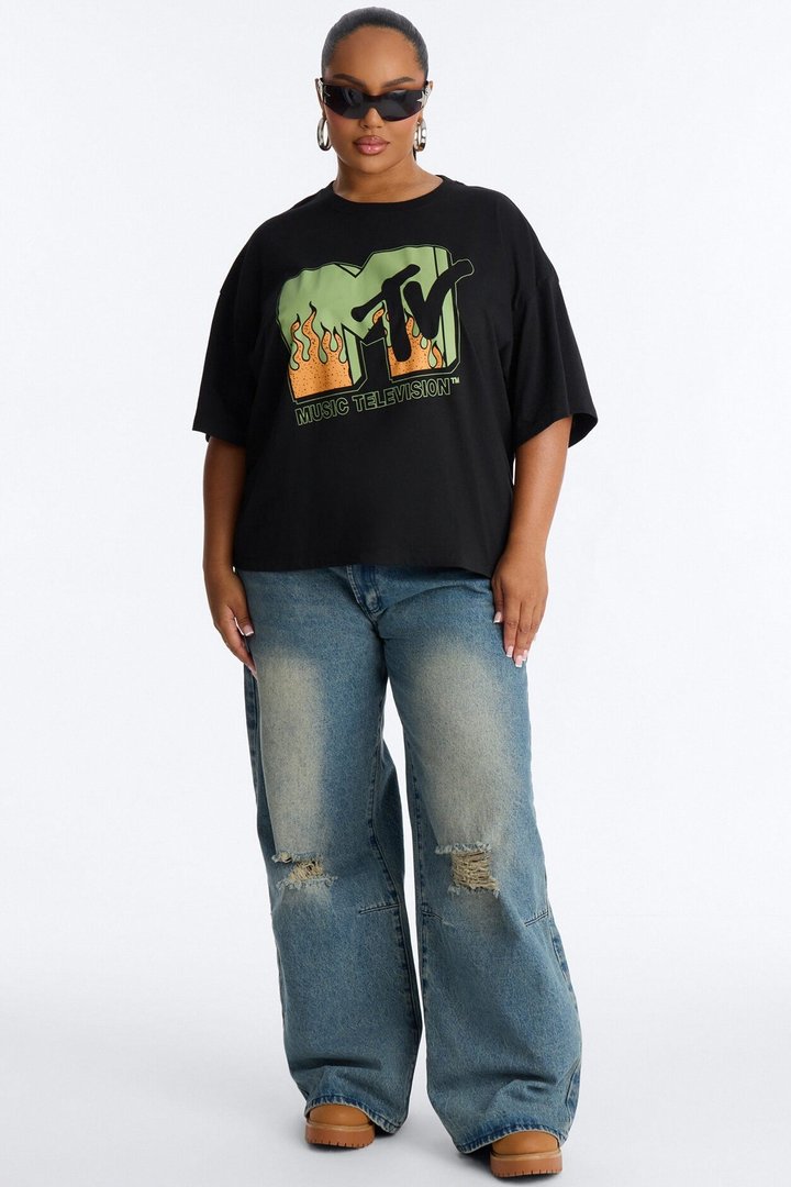 MTV Flames Boxy Tee - Black