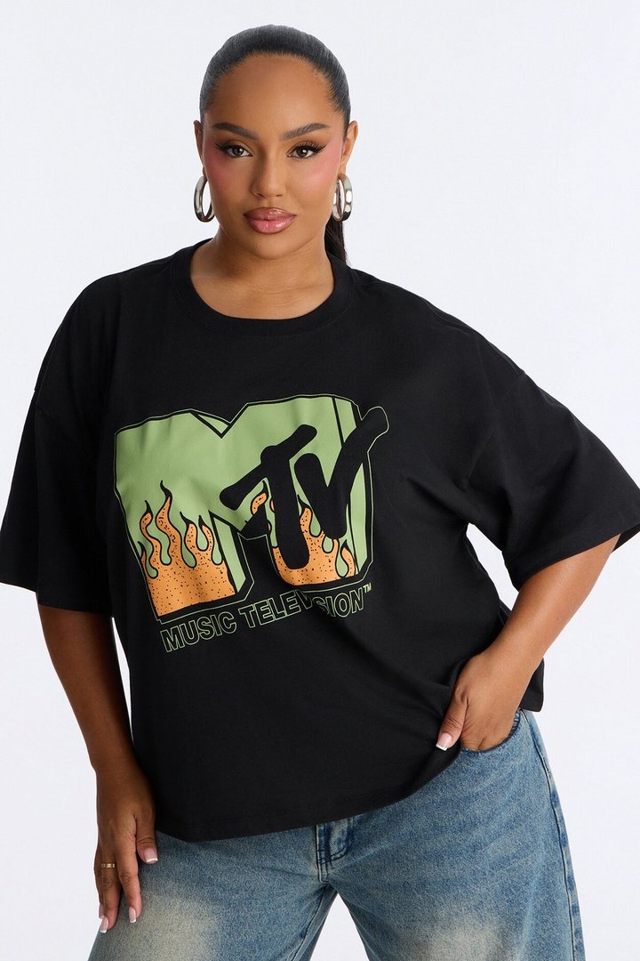 MTV Flames Boxy Tee - Black