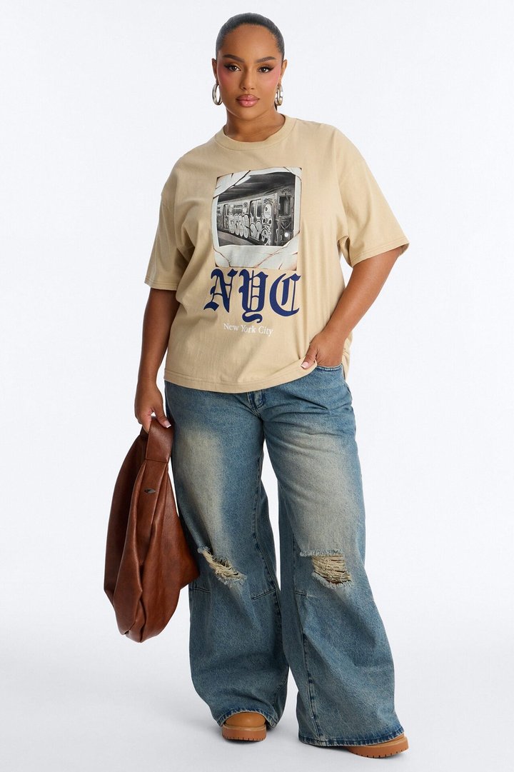 NYC Forever Muse Boxy Tee - Beige