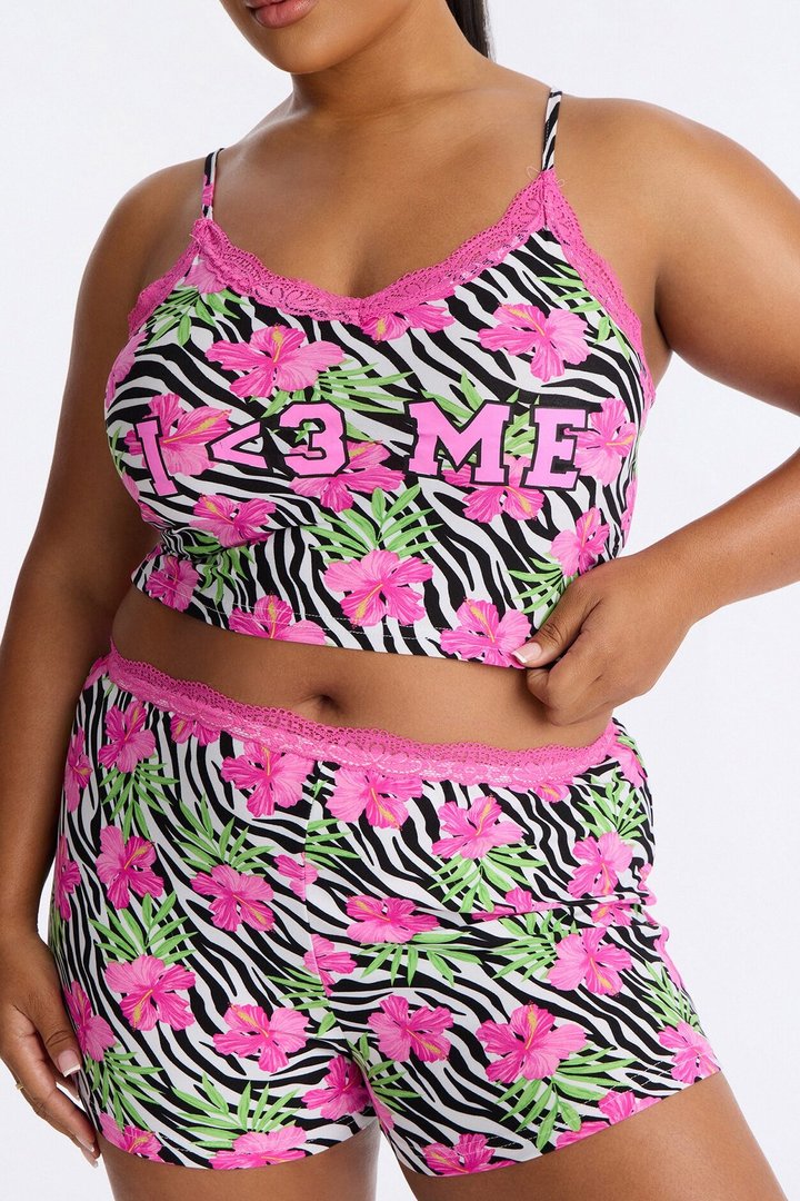 Love Me PJ Short Set - Hot Pink/combo