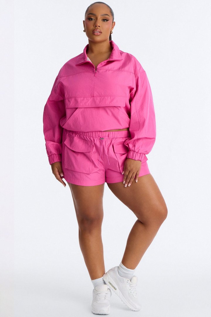 Connie Mid Rise Windbreaker Short - Pink