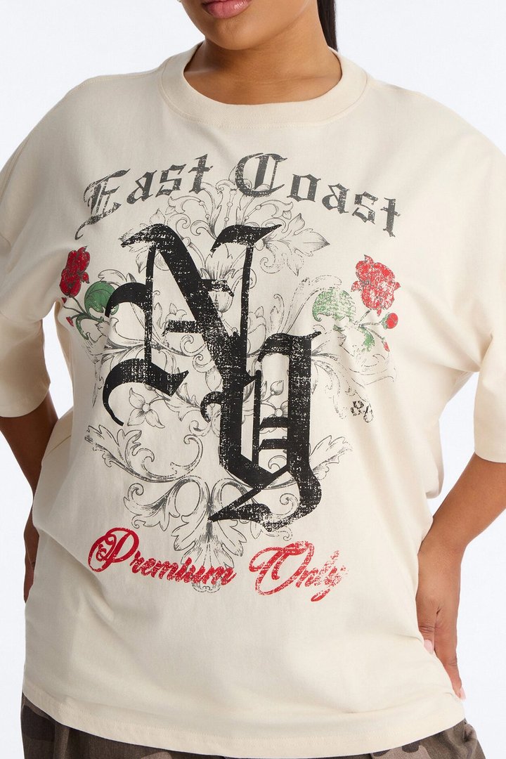 East Coast Roses Tee - Off White