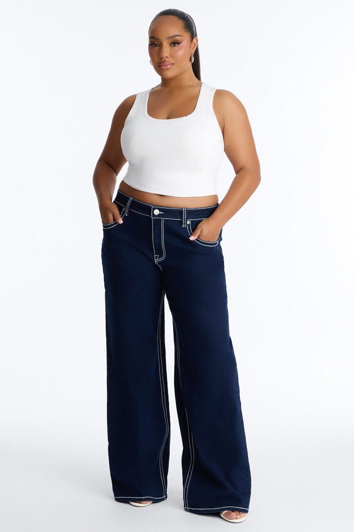 Keep It Simple Baggy Jeans - Dark Wash