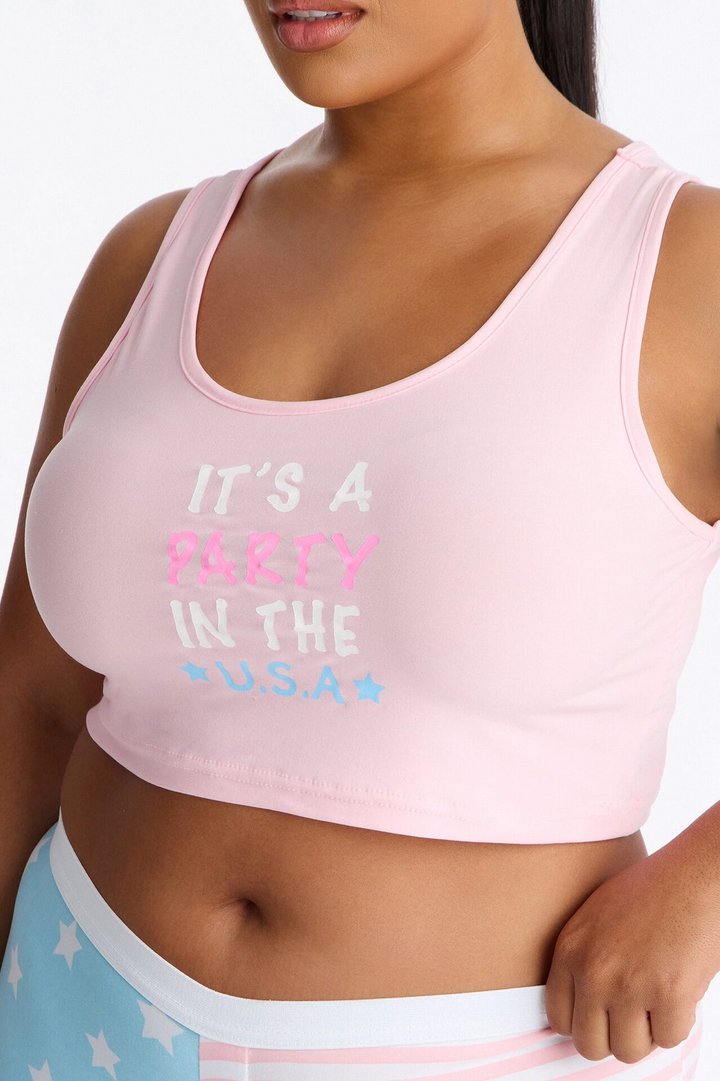 It's A Party In The USA PJ Short Set - Pink/combo