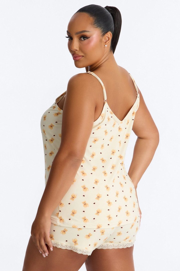 Beary Sleepy 2pc PJ Short Set - Cream/combo