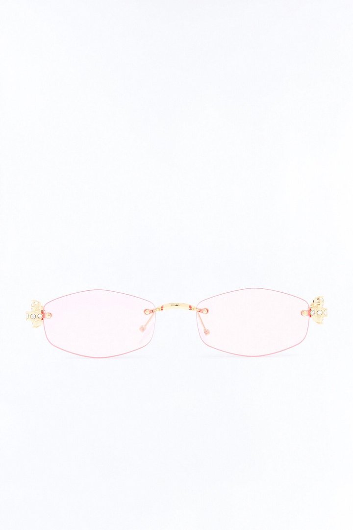 Faded Jeans Sunglasses - Gold/Pink