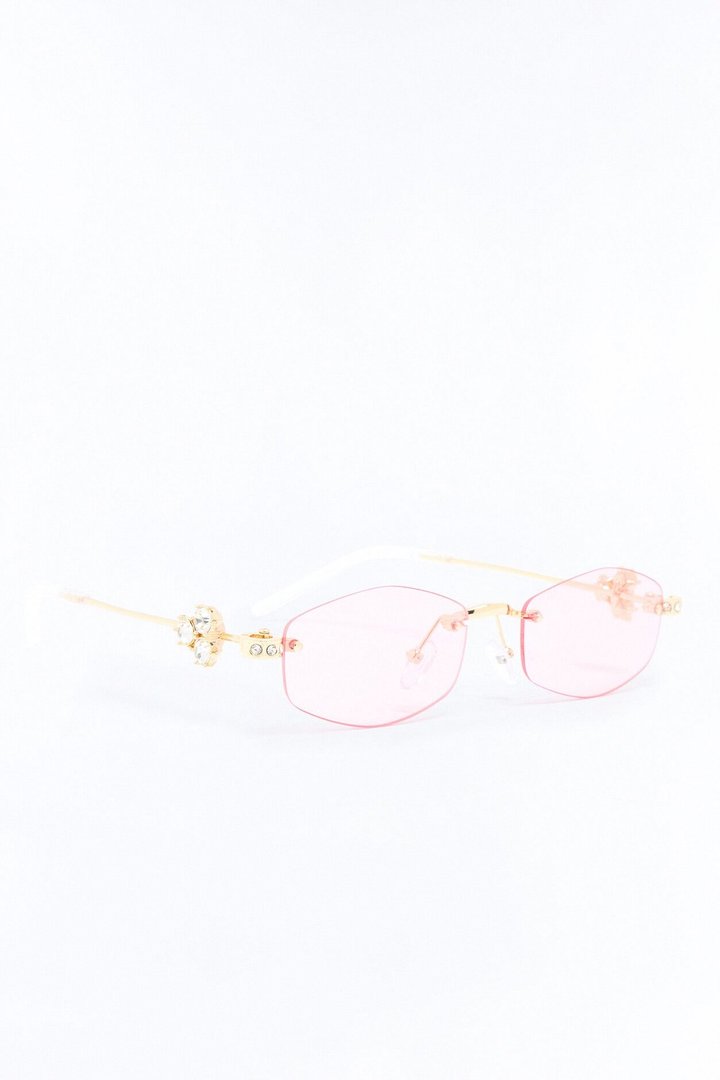 Faded Jeans Sunglasses - Gold/Pink