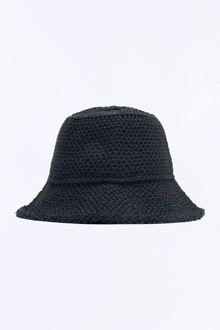 Watching The Sunset Woven Bucket Hat - Black