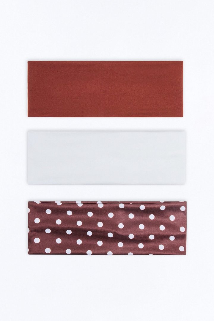 Athletic Girly 3 Piece Headband Set - Brown/combo