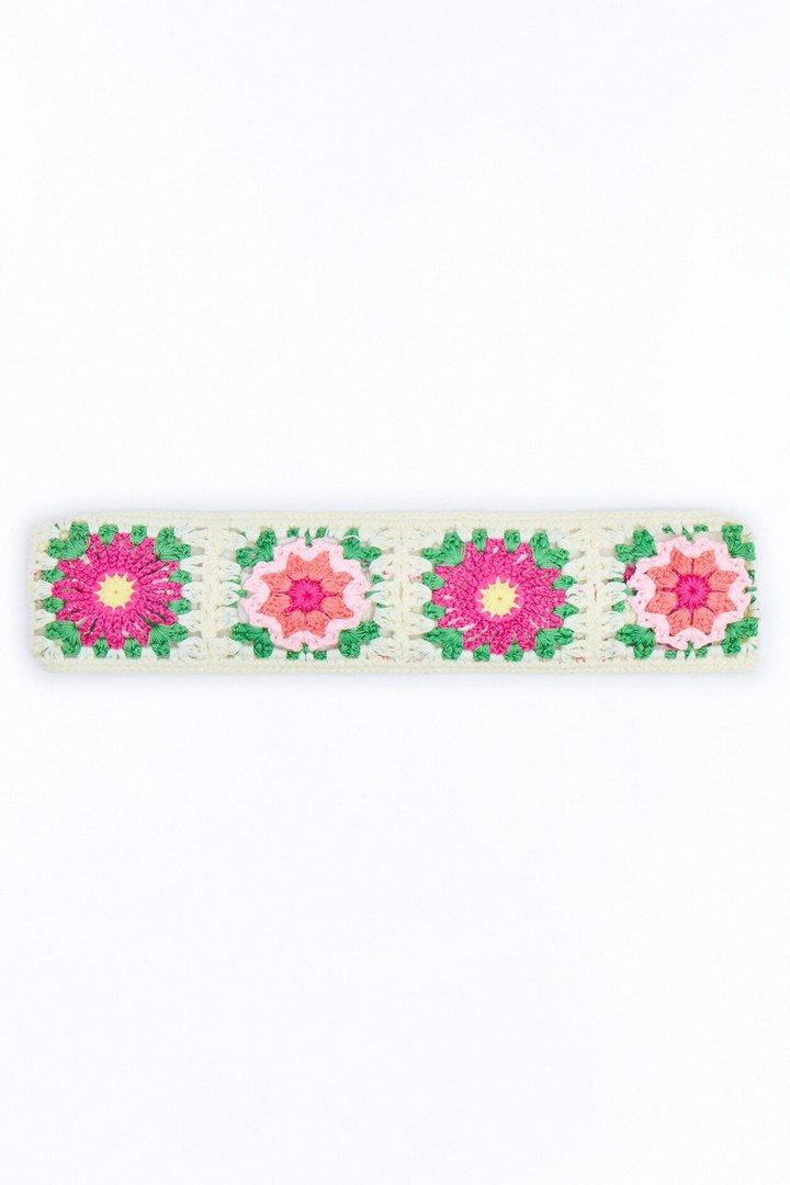 Flowers In My Hair Crochet Headband - Pink/combo