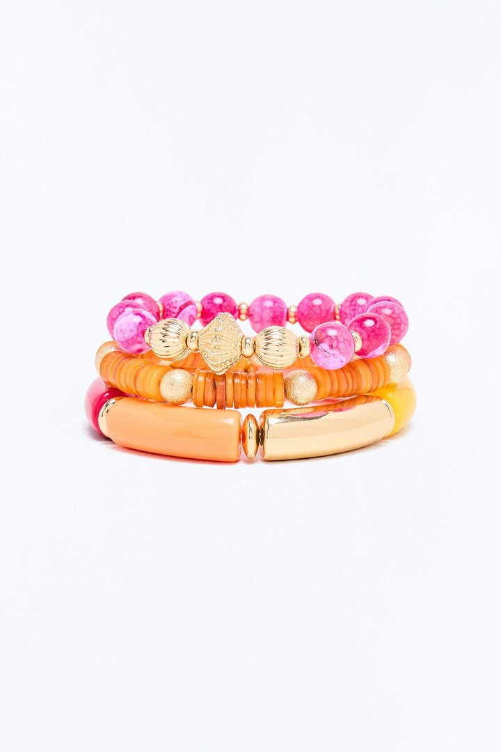 Sweetest Escape 3 Piece Bracelet Set - Pink/combo
